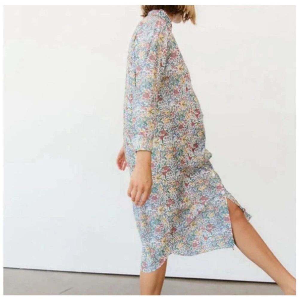 STORQ Maternity Floral Easy Midi Shirt Dress Long Sleeves Loose Fit Pregnant